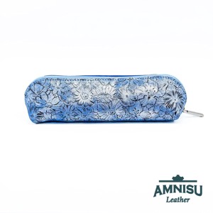 Kék virág mintás rombusz swarovski köves bőr neszeszer / tolltartó K6017 - táska & tok - neszesszer - Meska.hu