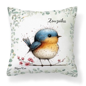 Névvel kérhető - Aranyos kék cinege, a fürge akrobata mintás párna, Otthon & Életmód, Lakástextil, Párna & Párnahuzat, Díszpárna (belsővel együtt), , MESKA