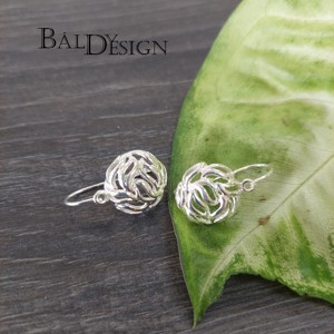 Ezüst áttört lencsés fülbevaló, , , MESKA