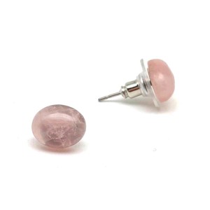 Fülbevaló ovális rózsakvarc 8x10mm, Ékszer, Fülbevaló, Pötty fülbevaló, , MESKA