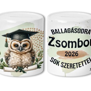 Névvel kérhető Bölcs Bagoly - 2026 évi Ballagásra mintás persely, , , Stílusos pénzátadás, ami örök emlék marad! Szeretnéd az anyagi támogatást a megszokott, unalmas bor..., MESKA