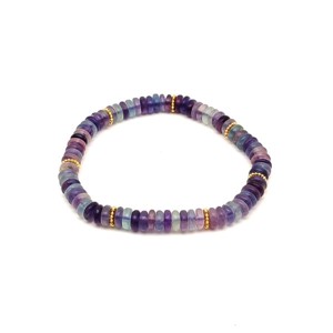 Fluorit korong karkötő köztessel 6x2mm, Ékszer, Karkötő, Ásványkarkötő, , MESKA