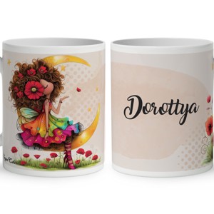 Névvel kérhető - Huncut pipacs tündérlány és aranyhold mintás bögre, Otthon & Életmód, Konyhafelszerelés, tálalás, Tálalás, Bögre & Csésze, , MESKA