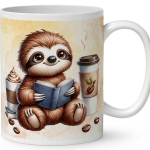 Névvel kérhető - Kávés lajhár és egy jó regény mintás bögre - otthon & életmód - konyhafelszerelés, tálalás - tálalás - bögre & csésze - Meska.hu