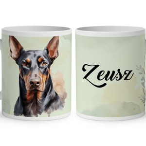 Névvel kérhető - Álló fülű Dobermann portré mintás bögre, Otthon & Életmód, Konyhafelszerelés, tálalás, Tálalás, Bögre & Csésze, , MESKA