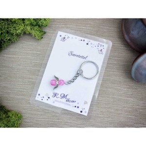 Szeretettel rózsaszín angyal medálos kulcstartó - táska & tok - kulcstartó & táskadísz - kulcstartó - Meska.hu