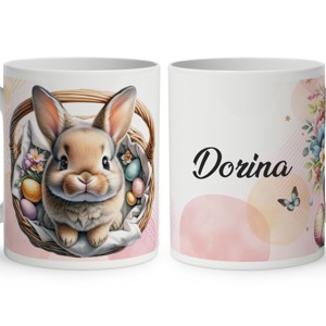 Névvel kérhető - Szióka, itt a húsvéti nyuszi mintás bögre, Otthon & Életmód, Konyhafelszerelés, tálalás, Tálalás, Bögre & Csésze, , MESKA