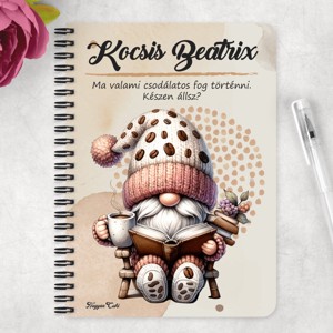 Személyre szabható - Könyvmoly kávés manó mintás A5-ös füzet - otthon & életmód - papír, írószer - jegyzetfüzet & napló - Meska.hu