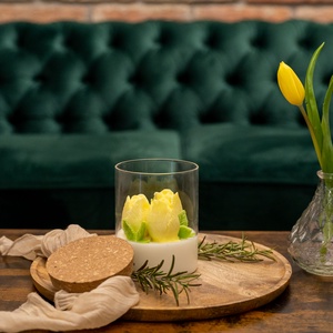 Tulipános tavaszi gyertya parafadugós üvegben, ajándék anyák napjára, pedagógusnapra - otthon & életmód - gyertya, illat, aroma - gyertya - Meska.hu