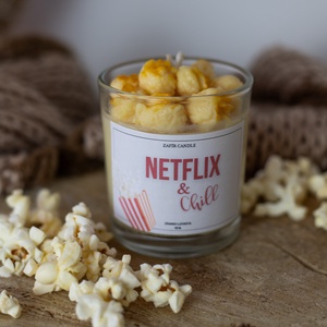 Streaming and Chill Toffi Popcorn Illatgyertya - otthon & életmód - gyertya, illat, aroma - gyertya - Meska.hu