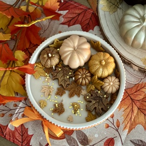 Extra nagy őszi tökös illatgyertya kerámia tálban - otthon & életmód - gyertya, illat, aroma - gyertya - Meska.hu