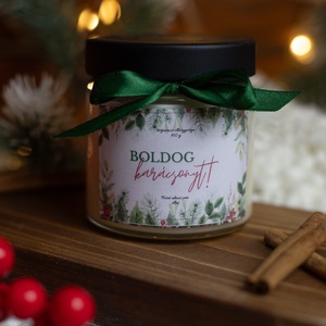 Boldog karácsonyt! illatgyertya, Karácsony, Karácsonyi lakásdekoráció, Karácsonyi illatgyertya, mécses, Gyertya-, mécseskészítés, MESKA