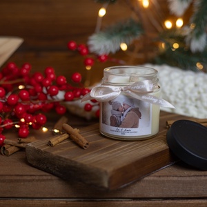 Első karácsonyunk együtt egyedi fényképes illatgyertya - karácsony - karácsonyi lakásdekoráció - karácsonyi illatgyertya, mécses - Meska.hu