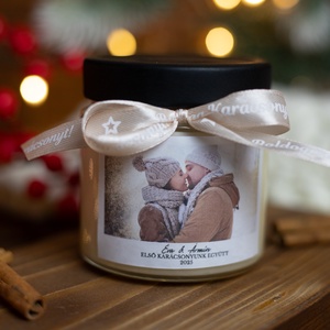 Első karácsonyunk együtt egyedi fényképes illatgyertya, Karácsony, Karácsonyi lakásdekoráció, Karácsonyi illatgyertya, mécses, Gyertya-, mécseskészítés, MESKA