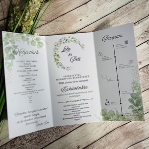 Eukaliptuszos zöld leveles esküvői meghívó - esküvő - meghívó & kártya - meghívó - Meska.hu