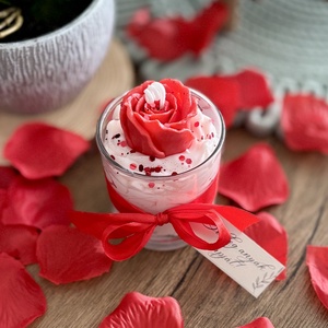 Rózsa illatgyertya pohárban Valentin napra, anyák napjára, nőnapra, pedagógus napra többféle színben - otthon & életmód - gyertya, illat, aroma - gyertya - Meska.hu