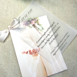 Keresztelő meghívó - pausz papírral, egyedi fényképpel - Meska.hu