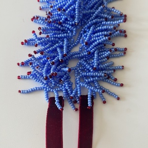 Boho blue - Boho kék gyöngy nyaklánc mély bordó részletekkel :) - ékszer - nyaklánc - gyöngyös nyaklánc - Meska.hu