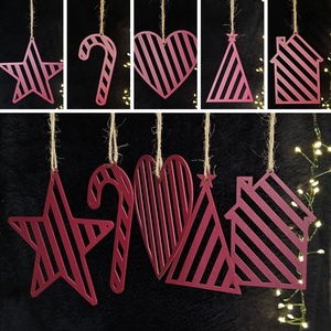 Karácsonyfadíszek - 5 db-os burgundi vörös szett - Meska.hu