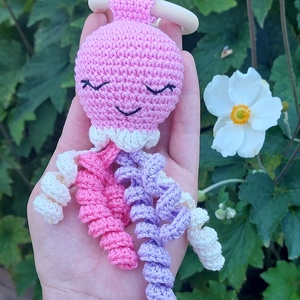 Mini polip csörgő-rózsaszín  - Meska.hu