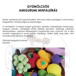 MINTALEÍRÁS-gyümölcsök - diy (csináld magad) - szabásminta, útmutató - horgolási minta - Meska.hu