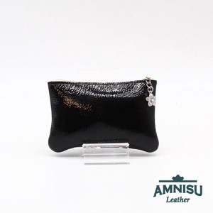 Fekete gyűrt lakk - hologramos arany ívelt egy cipzáras kulcstartó C8007 - táska & tok - kulcstartó & táskadísz - kulcstartó - Meska.hu