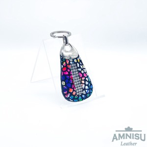Színes mozaik mintás csepp alakú swarovski köves bőr kulcstartó H8030 - Meska.hu