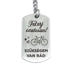 Tekerj óvatosan biciklivel acél medálos kulcstartó, Táska & Tok, Kulcstartó & Táskadísz, Kulcstartó, , MESKA