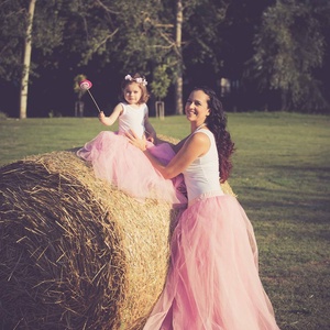 Anya-lánya rózsaszín tüllszoknya szett - ruha & divat - páros szett - anya-lánya szett - Meska.hu