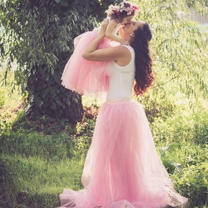 Anya-lánya rózsaszín tüllszoknya szett - ruha & divat - páros szett - anya-lánya szett - Meska.hu