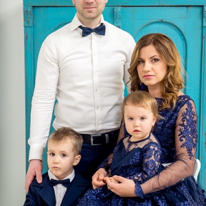Anya-lánya sötétkék csipkeruha szett -  - Meska.hu