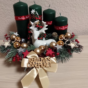 Zöld gyertyás adventi koszorú - karácsony - adventi díszek - adventi koszorú - Meska.hu