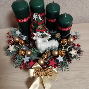 Zöld gyertyás adventi koszorú - karácsony - adventi díszek - adventi koszorú - Meska.hu