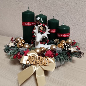 Zöld gyertyás adventi koszorú - karácsony - adventi díszek - adventi koszorú - Meska.hu