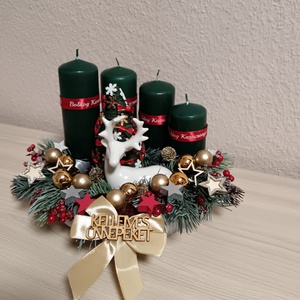 Zöld gyertyás adventi koszorú - karácsony - adventi díszek - adventi koszorú - Meska.hu