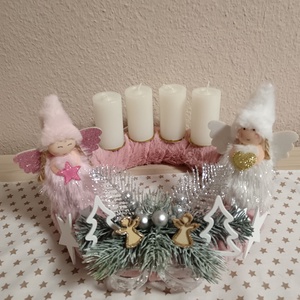 Pihe puha rózsaszín adventi koszorú - Meska.hu