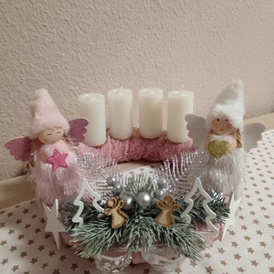 Pihe puha rózsaszín adventi koszorú - karácsony - adventi díszek - adventi koszorú - Meska.hu