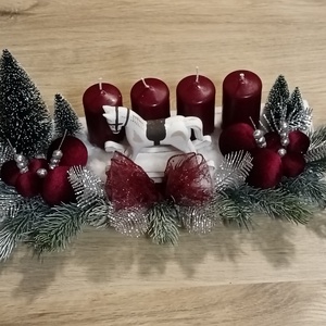 Hintalovas adventi asztali dísz - karácsony - adventi díszek - adventi koszorú - Meska.hu