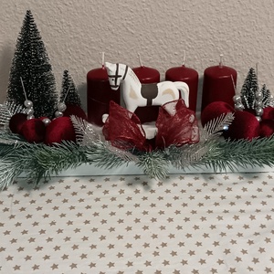 Hintalovas adventi asztali dísz - karácsony - adventi díszek - adventi koszorú - Meska.hu
