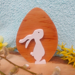 Fa lány nyúl tojásban, Otthon & Életmód, Dekoráció, Asztal és polc dekoráció, Asztaldísz, Famegmunkálás, Festett tárgyak, MESKA