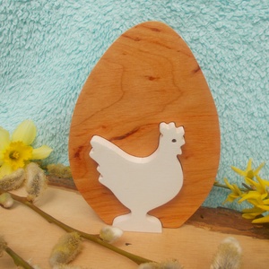 Fa tyúk tojásban, Otthon & Életmód, Dekoráció, Asztal és polc dekoráció, Asztaldísz, Famegmunkálás, Festett tárgyak, MESKA