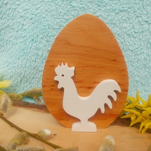 Fa kakas tojásban, Otthon & Életmód, Dekoráció, Asztal és polc dekoráció, Asztaldísz, Famegmunkálás, Festett tárgyak, MESKA