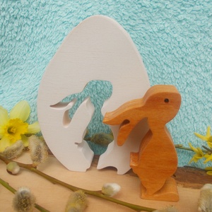 Fa tojásban lány nyúl - otthon & életmód - dekoráció - asztal és polc dekoráció - asztaldísz - Meska.hu