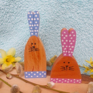Pöttyös fülű nyúlpár, Otthon & Életmód, Dekoráció, Dísztárgy, Famegmunkálás, Festett tárgyak, MESKA