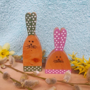 Pöttyös fülű nyúlpár, Otthon & Életmód, Dekoráció, Dísztárgy, Famegmunkálás, Festett tárgyak, MESKA