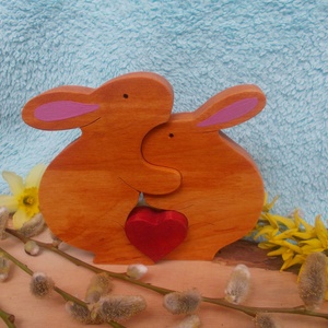 Nyúl pár szívvel - otthon & életmód - dekoráció - dísztárgy - Meska.hu