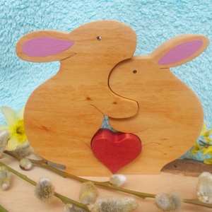 Nyúl pár szívvel - otthon & életmód - dekoráció - dísztárgy - Meska.hu