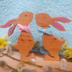 Nyúl pár masnival - otthon & életmód - dekoráció - asztal és polc dekoráció - asztaldísz - Meska.hu