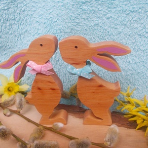 Nyúl pár masnival - otthon & életmód - dekoráció - asztal és polc dekoráció - asztaldísz - Meska.hu
