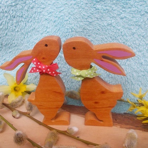 Nyúl pár masnival - otthon & életmód - dekoráció - asztal és polc dekoráció - asztaldísz - Meska.hu